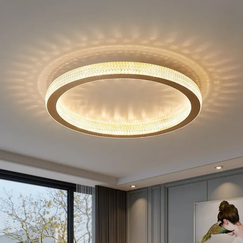 

Simple New Modern Crystal Master Bedroom Ceiling Lamp Creative LED Round Living Room Net Red Soft Light Home Lighting Decorate