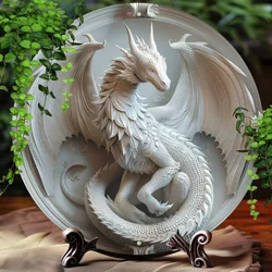 Vintage Dragon-Themed Aluminum Wall Art - Round Metal Sign For Home, Office, Bar & Kitchen Decor