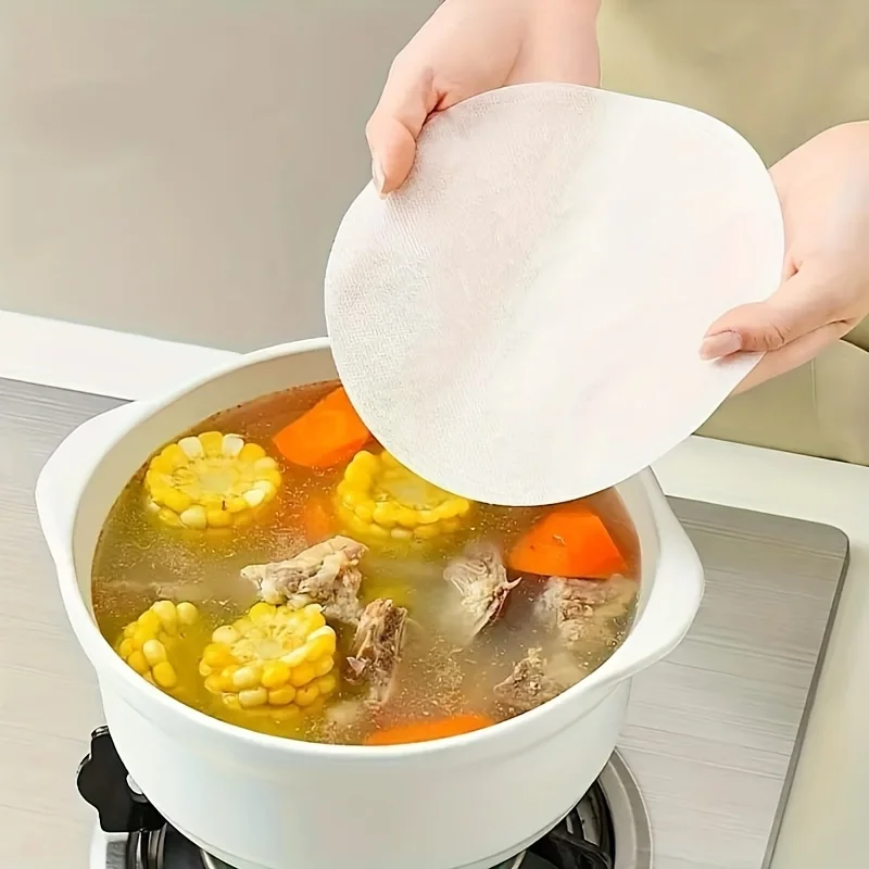 100pcs White PP Oil-Absorbing Sheets | Kitchen Essential Tools for Oil Removal from Foods & Soups
