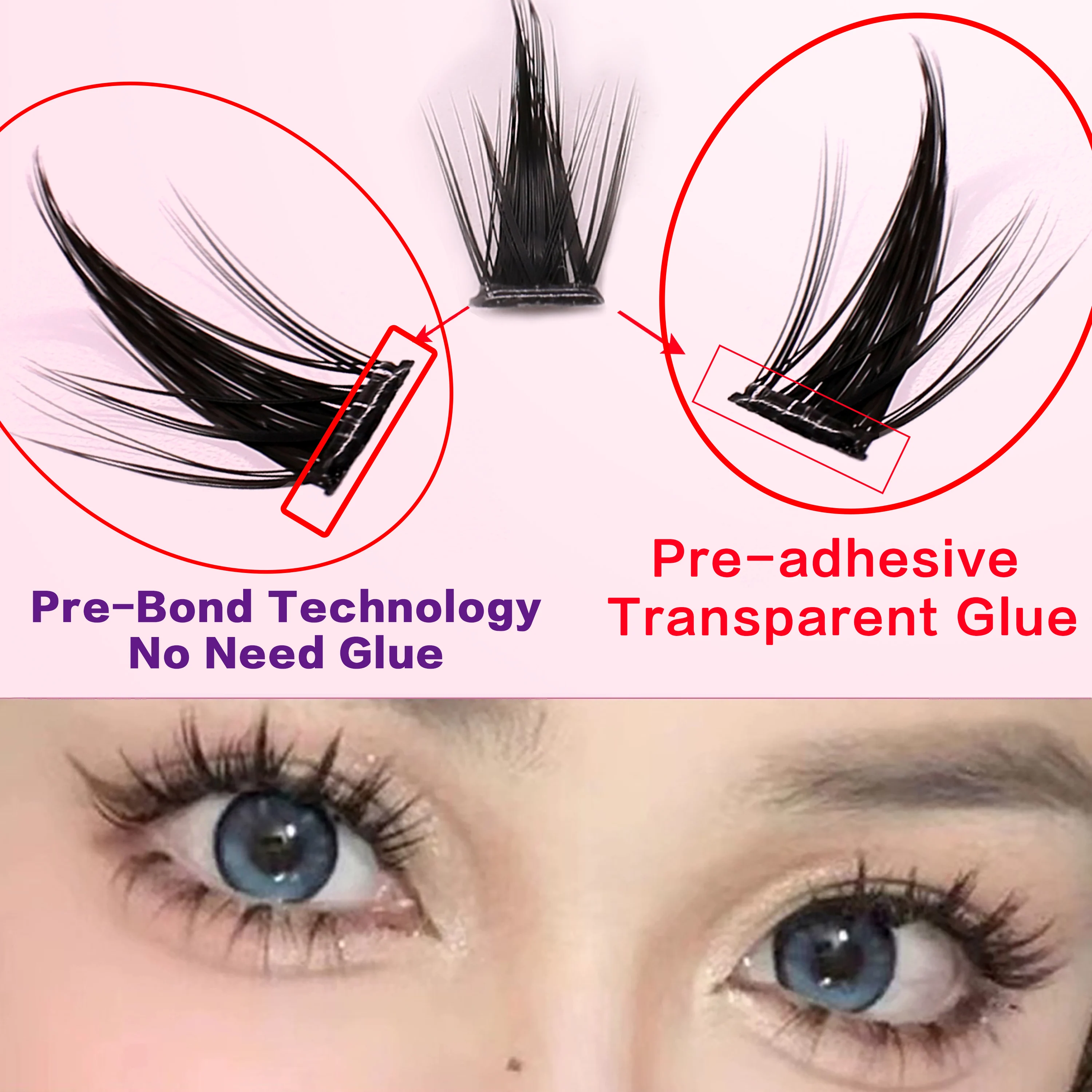 [No Need Glue]PRAECLARUS 3D Fluffy False Eyelash Reusable and Natural Eyelashes Glue-free Eye Lashes With Adhesive Diy Lahses