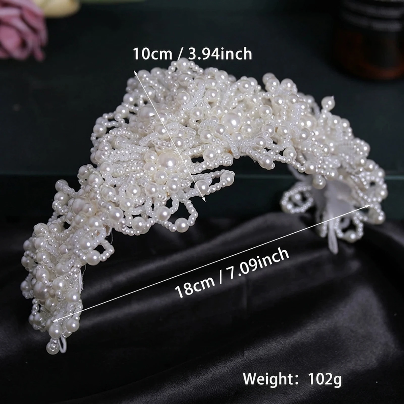 Pearl Crown Headpiece For Wedding Bridal Live Streaming Photography Dress Accessories view 5