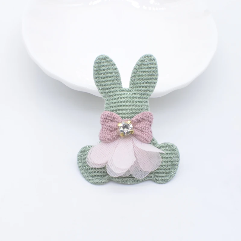 10Pcs 38*45mm Rabbit Mesh Rhinestone Applique for DIY Clothes Hat Headwear Crafts Gloves Leggings Socks Sewing Decor Patches