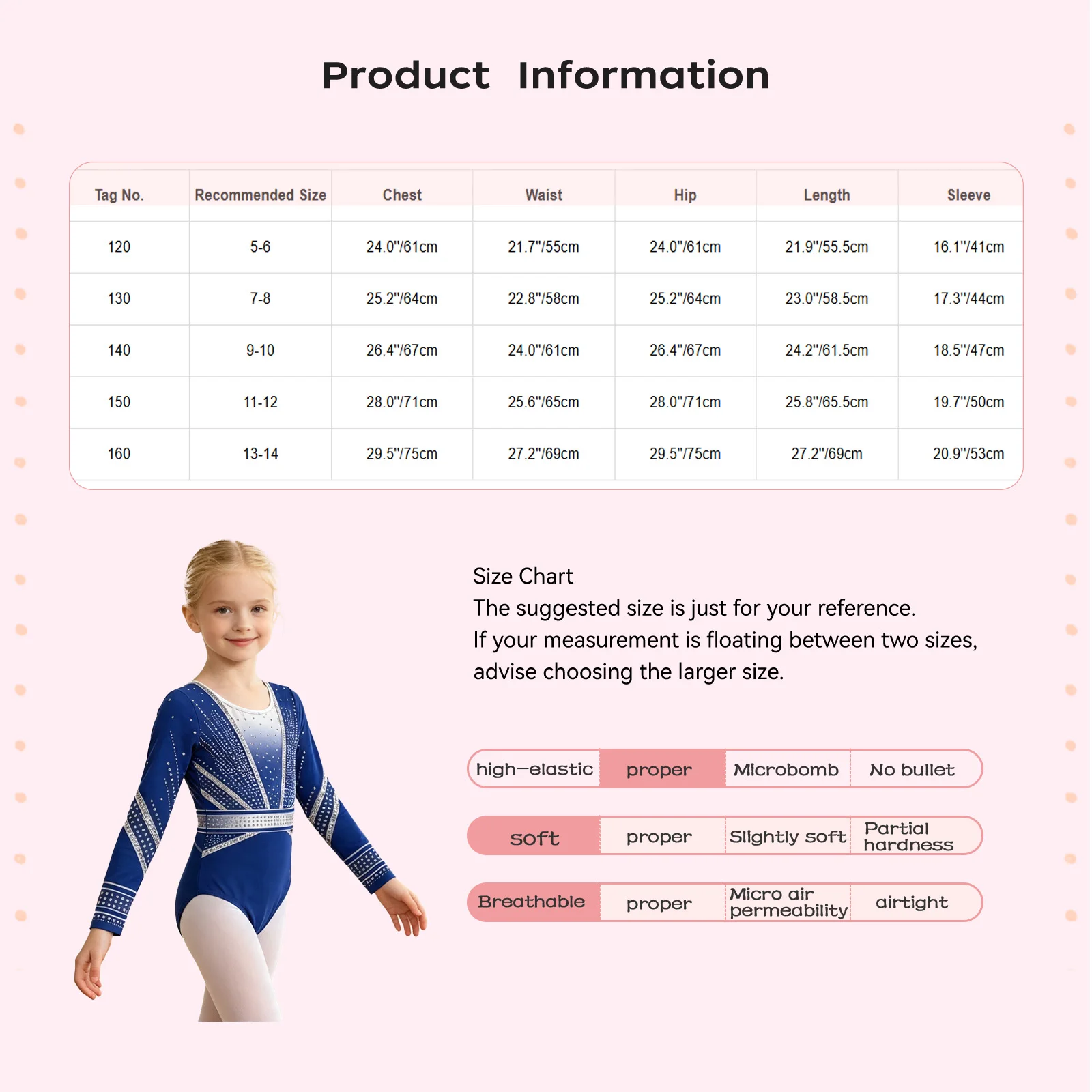 Kids Girls Ballet Figure Skating Gymnastics Dance Leotard Round Neck Long Sleeve Bodysuit Stretchy for Practice Competition