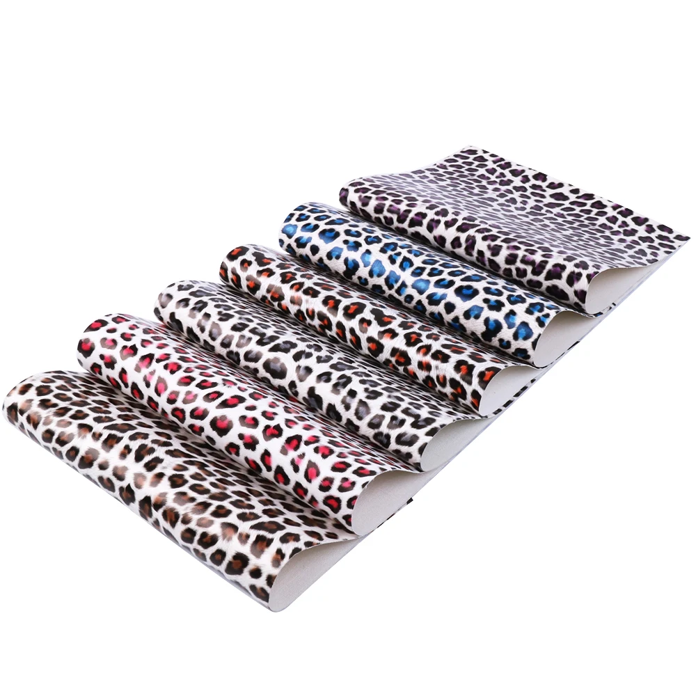 1 Piece Leopard Faux Leather Fabric,7.87x12.99inch,Smooth Texture PVC Material Synthetic Leather- Perfect