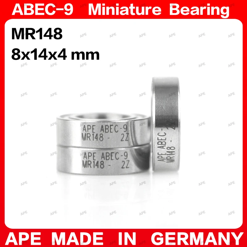 10-50pcs  APE ABEC-9 Bearing MR148 MR148ZZ 8x14x4 mm L-1480 MR148-2RS L-1480ZZ  Z -2Z  2RS Miniature Precision Ball Bearings