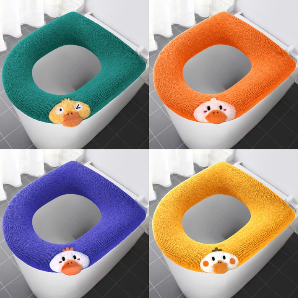 Winter Toilet Seat Cover Mat Bathroom Toilet Seat Cushion With Handle Thicker Soft Washable Closestool Warmer Home Accessories