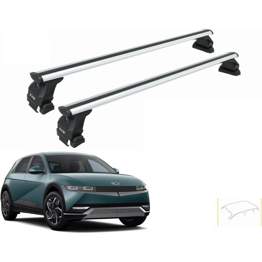 قضبان متقاطعة لرف السقف لـ Ioniq 5 20222025 مصممة لسقف عادي عاري على طراز مشبك سعة تحميل 330 رطل من الألومنيوم TSlot Bar #1