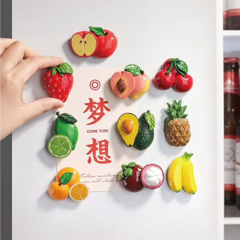 Simulate Fruits Fridge Magnet Creative Refrigerator Magnets Cartoon Banana Stickers Home Decoration Office Whiteboard Gadgets 3D