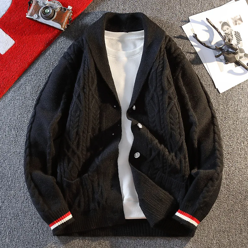 

European and American 's Autumn Winter Youth Cardigan Sweater Men's Knitted