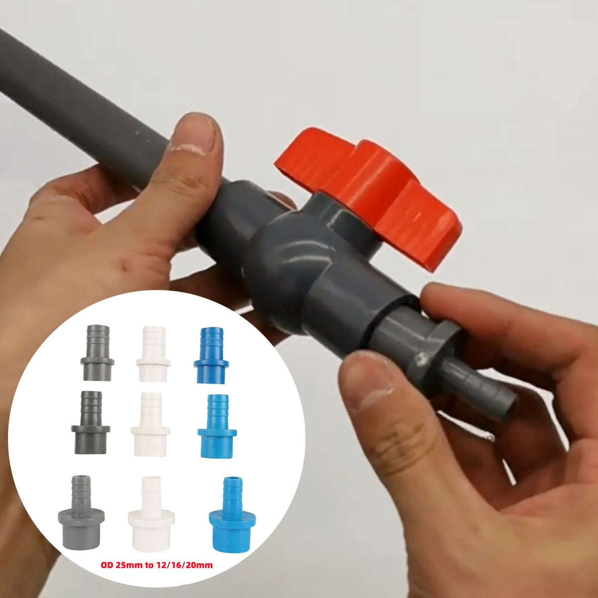 2Pcs PVC Straight Reducing Connectors Outer Diameter25mm to 12/16/20mm Water Tank Drain Tube Joints Garden Irrigation Supplies