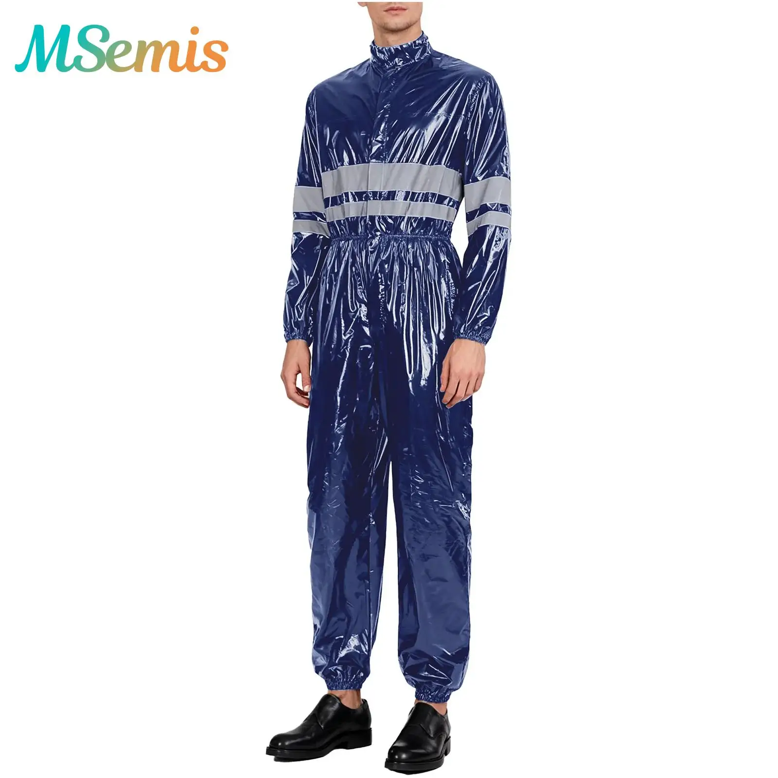 

Мужской водостойкий комбинезон, костюм, светоотражающий комбинезон высокой видимости, униформа с длинными рукавами и эластичной резинкой на талии, комбинезон на молнии