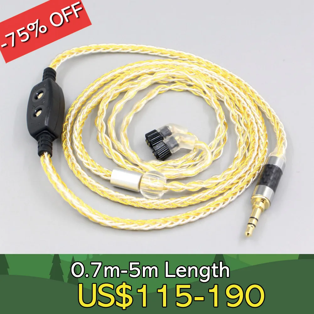 

8 Core Silver Gold Plated Braided Earphone Cable For Jerry Harvey Audio Performance Series JH13v2 Pro Roxanne LN007284