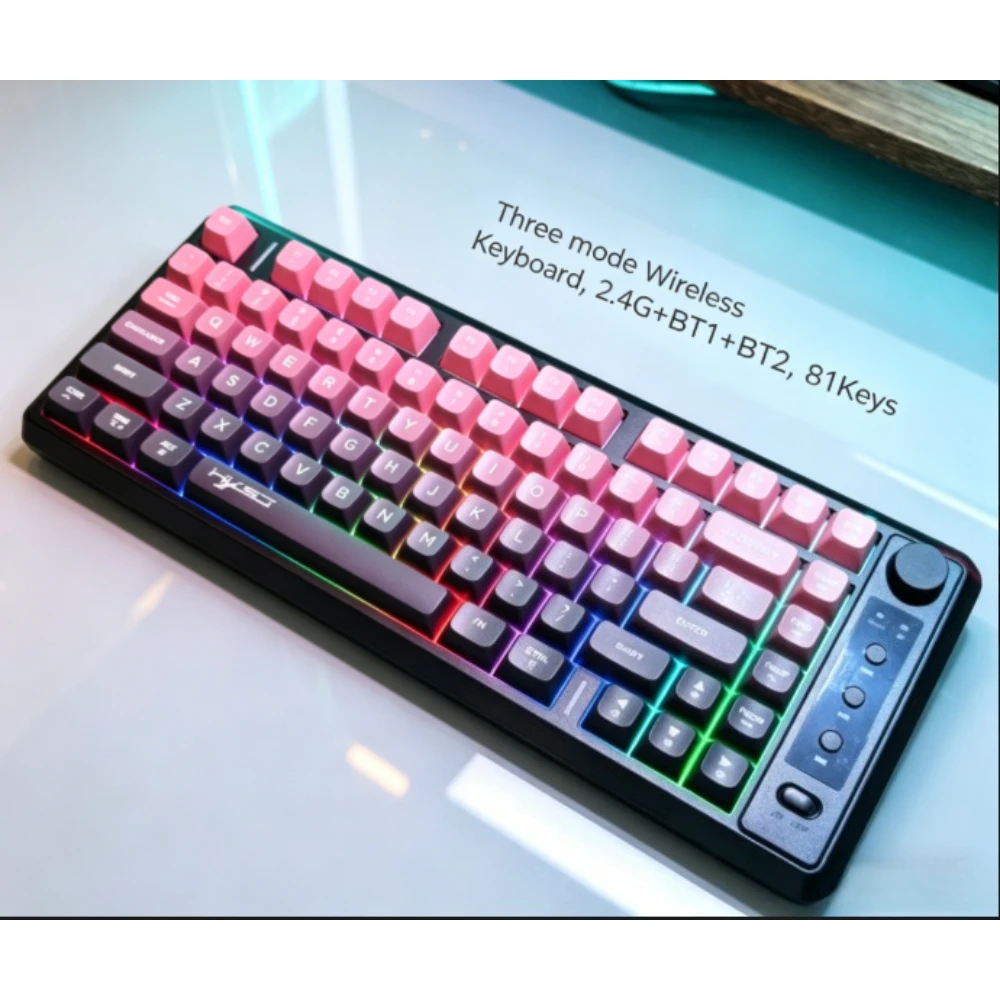 Bluetooth + 2.4G Wireless Membrane Keyboard Gradual Change Rechargeable colorful Compact Office Game Keyboards Teclado Sem Fio
