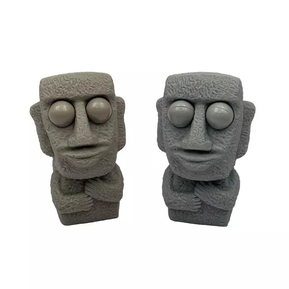 Stone Man ปลดความเครียดของเล่นช้า Rebounds นุ่มสนใจของขวัญ Moai ตาผ่อนคลายเด็ก Expression ความเครียดบีบ S R9x8