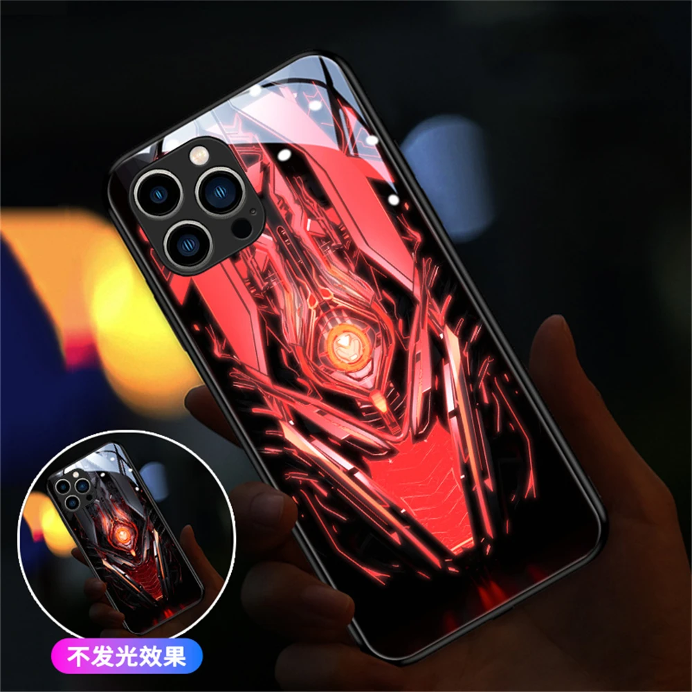 

Punk Armor LED Light Glow Luminous Phone Case For Samsung S23 S22 S21 S20 FE Note 10 20 Plus Ultra A54 Voice Controlled Shells