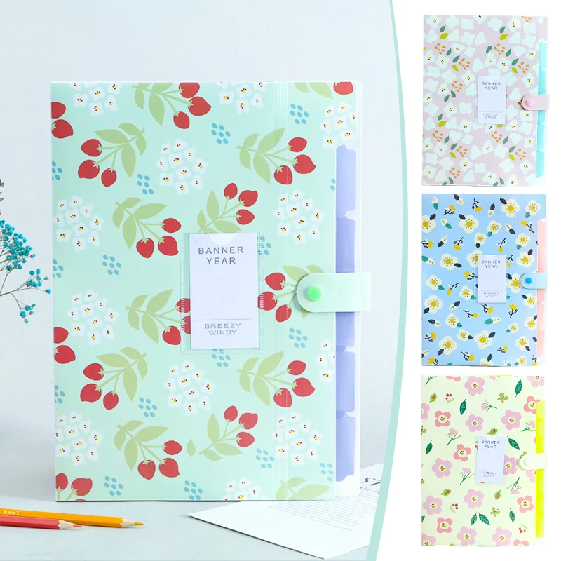 

Waterproof Flower A4 File Bag Organizer Data Book Document Large Capacity File Pouch Bill Folder Office Supplies Stationery