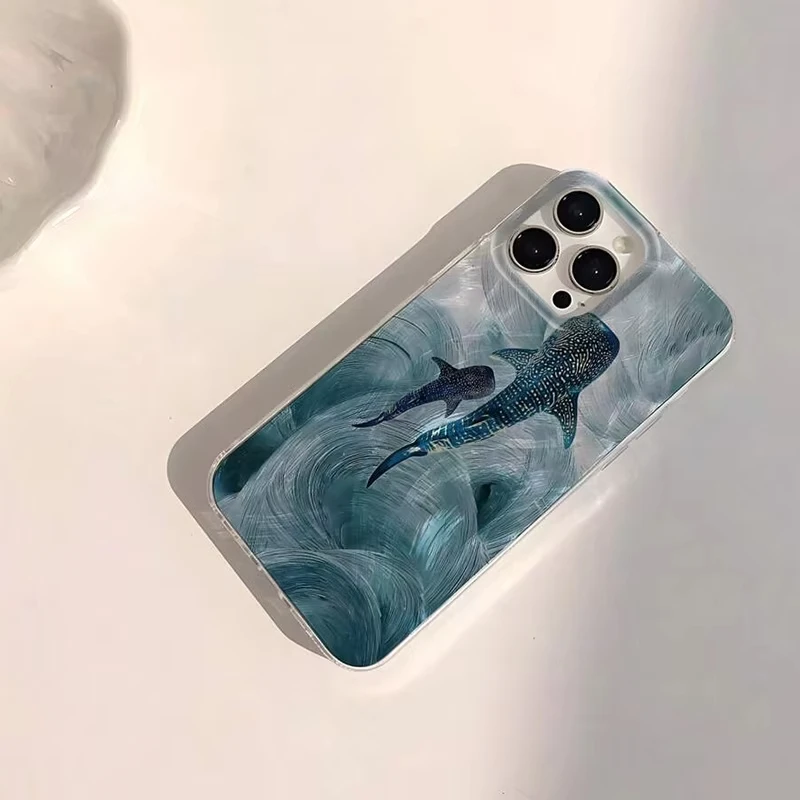 Ocean Shark Whale Design Phone Case For iPhone 11 12 13 14 15 16