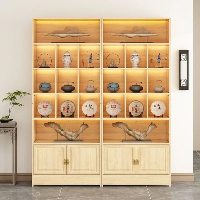 

X Solid wood shelves, lockers, tea room office, display cabinets, tea storage, Bogu shelves