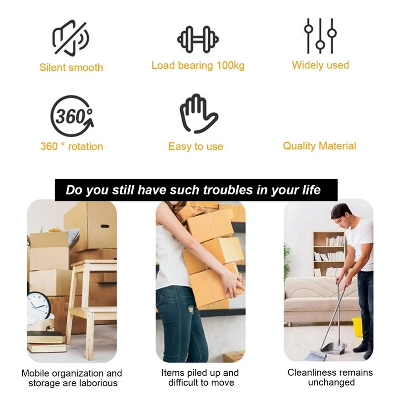 Mini Roulettes pour Petits Appareils Électroménagers, Roulettes Auto-Adhésives, Rouleaux en Acier Inoxydable, 12 Pièces, Blanc, Installation Facile