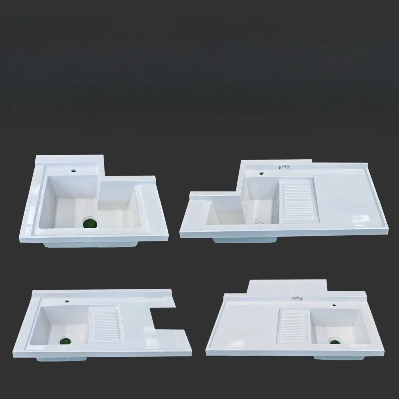 balcony dual-position laundry basin artificial quartz stone integrated wash basin washboard washing machine sink countertop