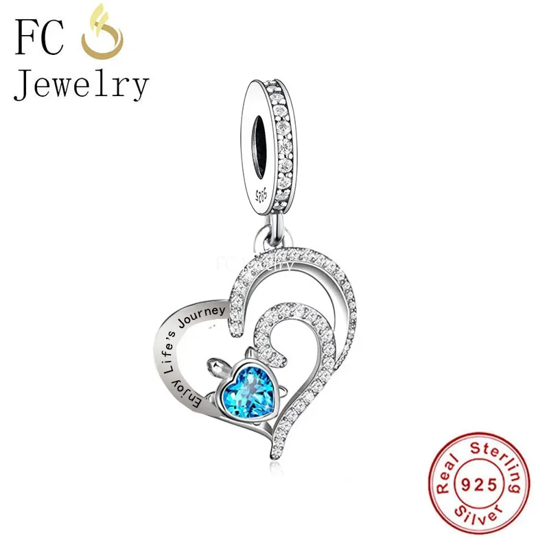 Fit Original Pan Charms Bracelet 925 Silver Blue Zircon Turtle Enjoy Life's Journey Bead For Making Women Autumn Berloque 2024