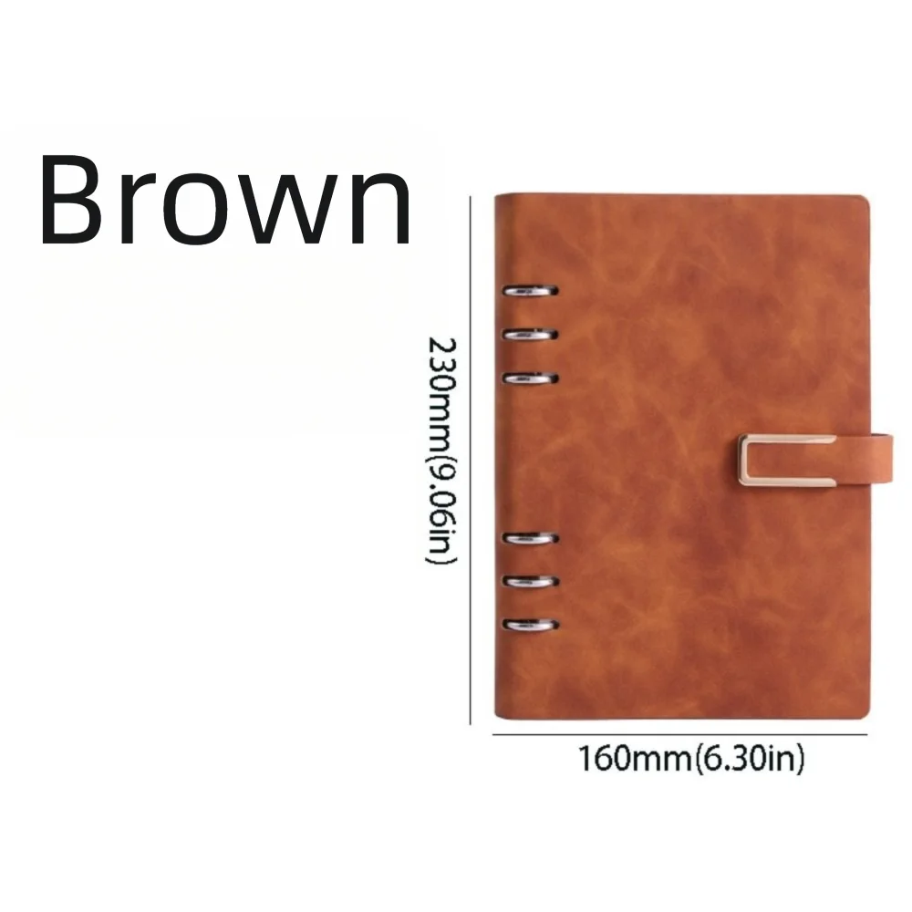 Detachable Metal Clip A5 Notebook 100 Sheets Leather Cover Refillable Notebook 200 Pages Hardcover PU Hardcover Notebook