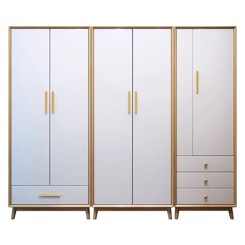 Nordic style solid wood wardrobe household simple combination large wardrobe bedroom multi-functional locker
