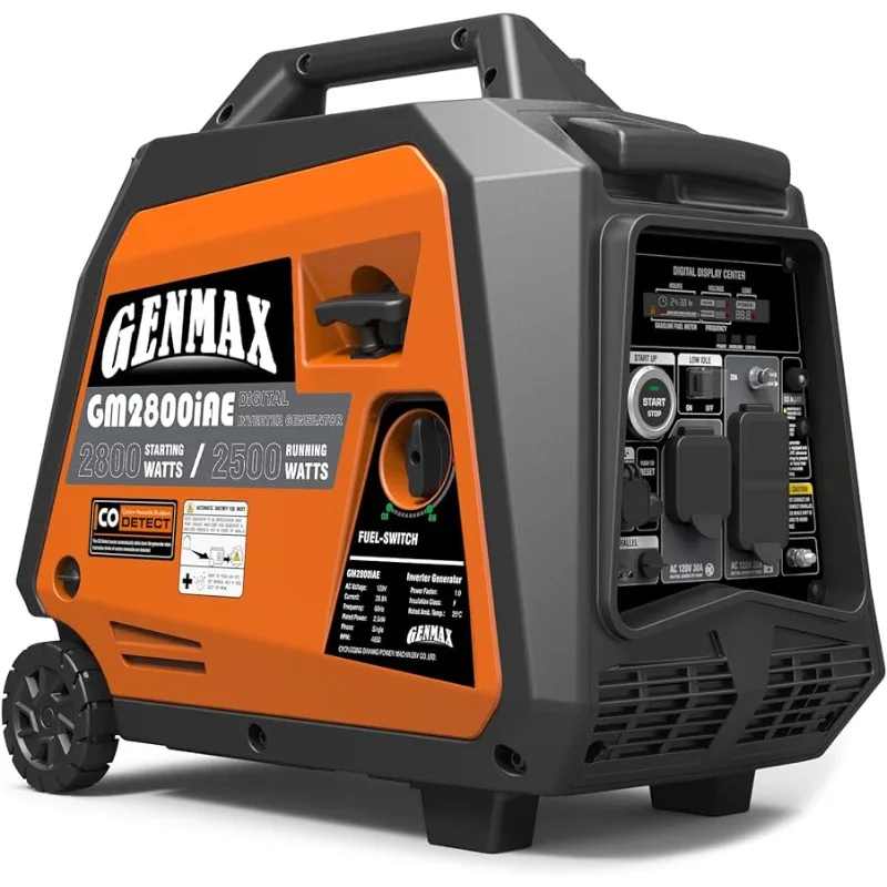 GENMAX Quiet Power Series Inverter Generator，Gas Powered, EPA Compliant, Eco-Mode Feature