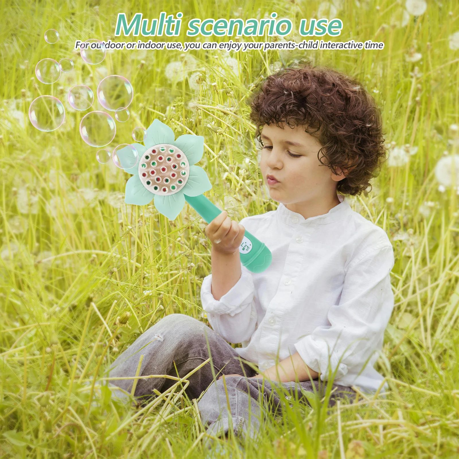 Sunflower Machine For Kids Multi-Holes Electric Bubble Maker Plastic Automatic Bubble Blower Outdoor Indoor Kids