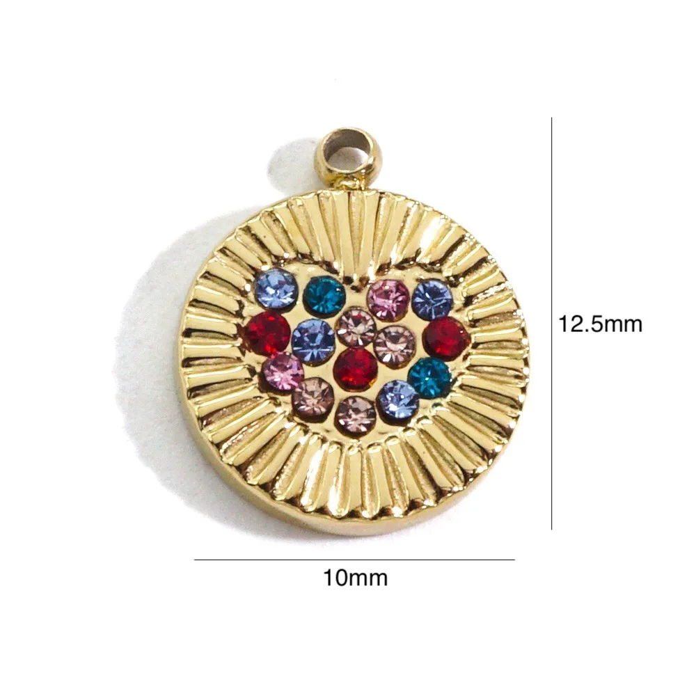3Pcs Stainless Steel Multicolour Flowers Stars Moon Charms Small Pendant With Zircon DIY Jewelry Necklaces Accessory