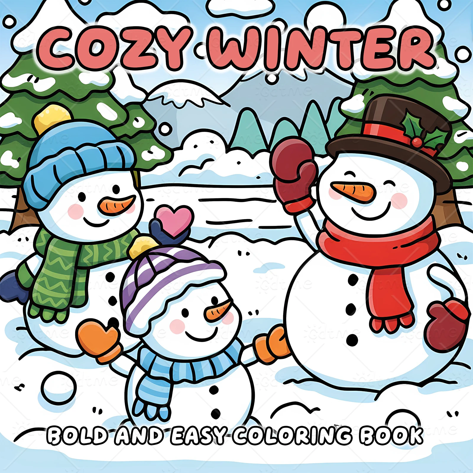 Anti Anxiety Cozy Winter Bold & Easy Coloring Book for Adults Stress Relief DIY Drawing Art Activity Book Gift for Relaxation