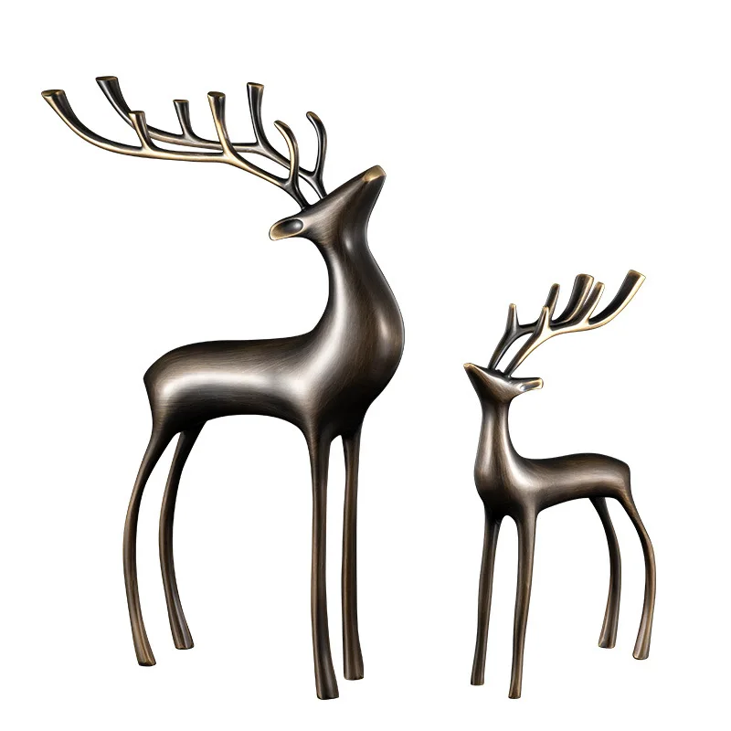 Lucky copper deer ornament, high-end home light luxury desktop living room TV cabinet decorative ornament
