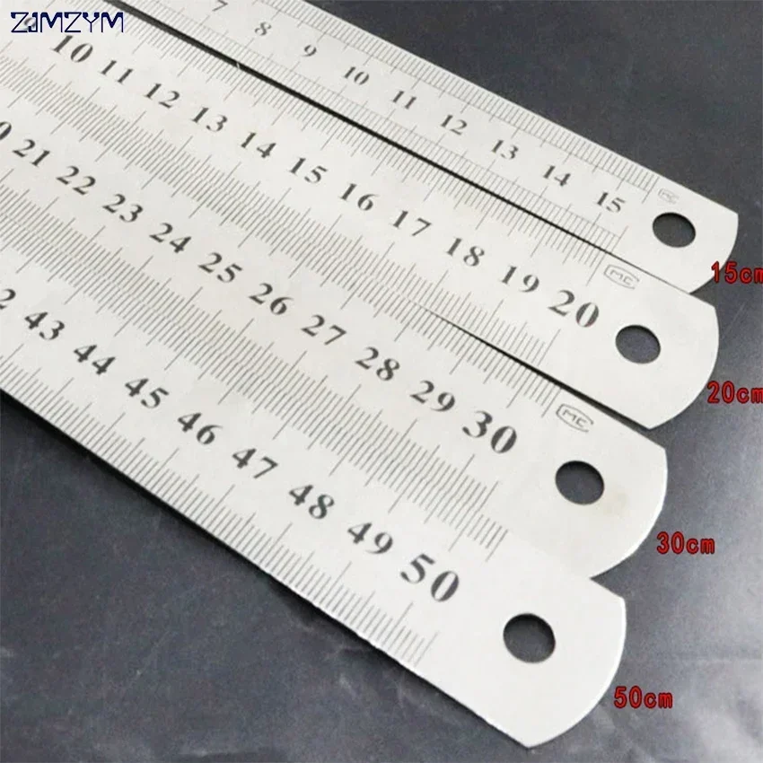 15/20/30/50cm  6/8/12/15 inch Metric Rule Stainless Steel Ruler Metal Straight Ruler Precision Double Sided Ruler