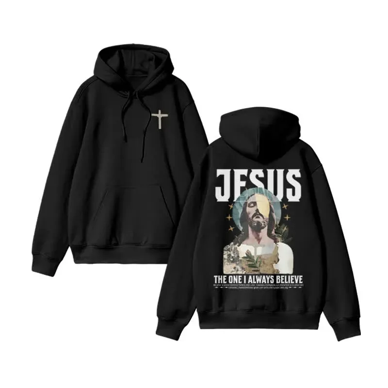 

2025 Autumn and Winter Unisex Cotton Always Believe Jesus Design Print Hoodie High-end Luxury Is for Both Men and Women Top Y2k