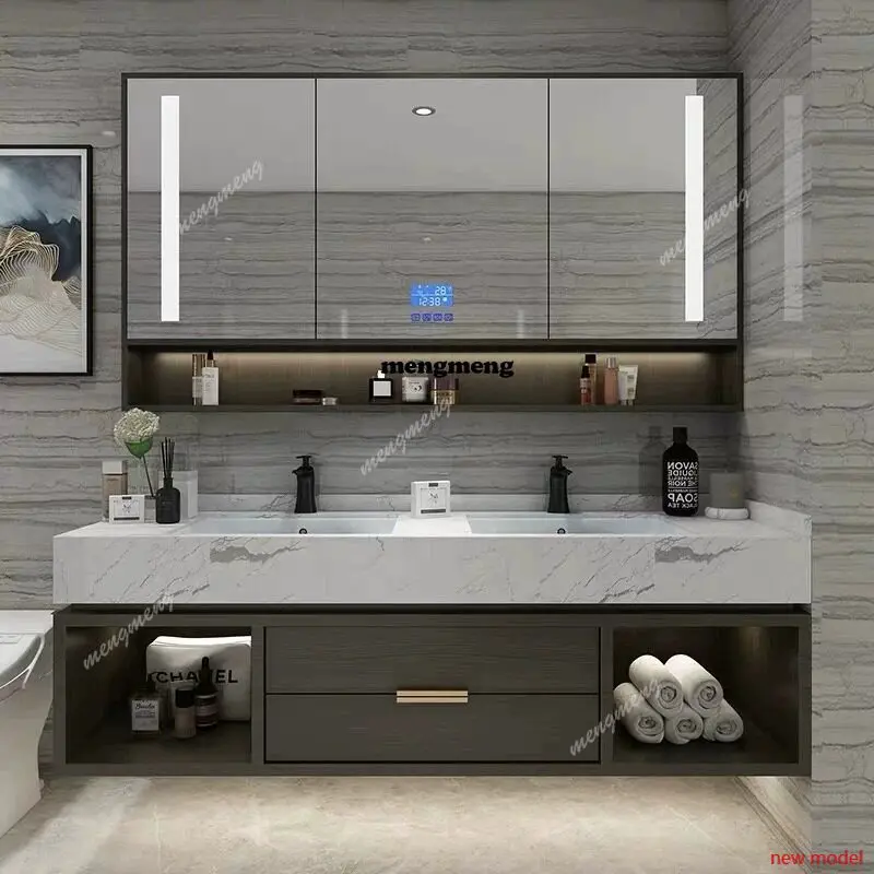 F182 Luxury-modern Bathroom Cabinets Minimalist Marble Double Bathroom Cabinets Basin Sink Home Furniture In Particolare