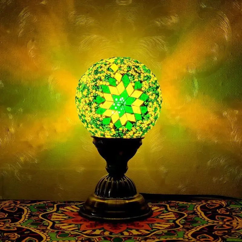 Mosaic Table Lamp Bedside Children\'s Room Decorative Lighting Turkish Ball Diy Nightlight  Bed Room Desk Decoration Desk Lamp