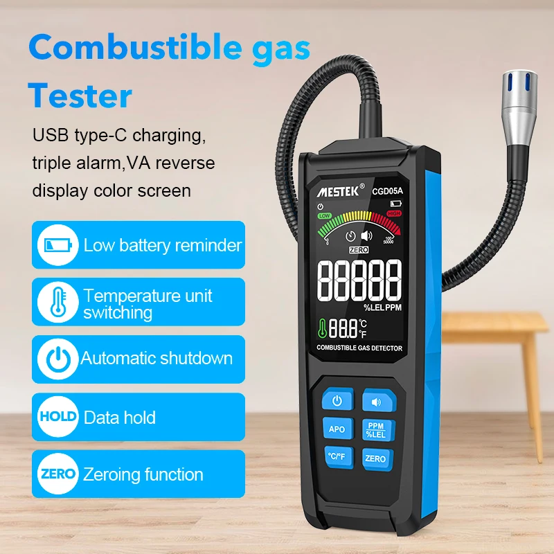 

Natural Gas (Methane) Leak Detector, Rechargeable Gas Detection Tool With Audible And Visual Alarm Functions, For Domestic & Mot