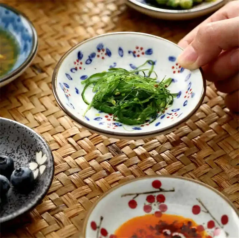 أطباق السوشي السيراميك اليابانية الصغيرة طبق توابل وصلصة الصويا التوابل أطباق الصحون الخل سلطة الوسابي لوحة كوب صلصة قوارب المرق