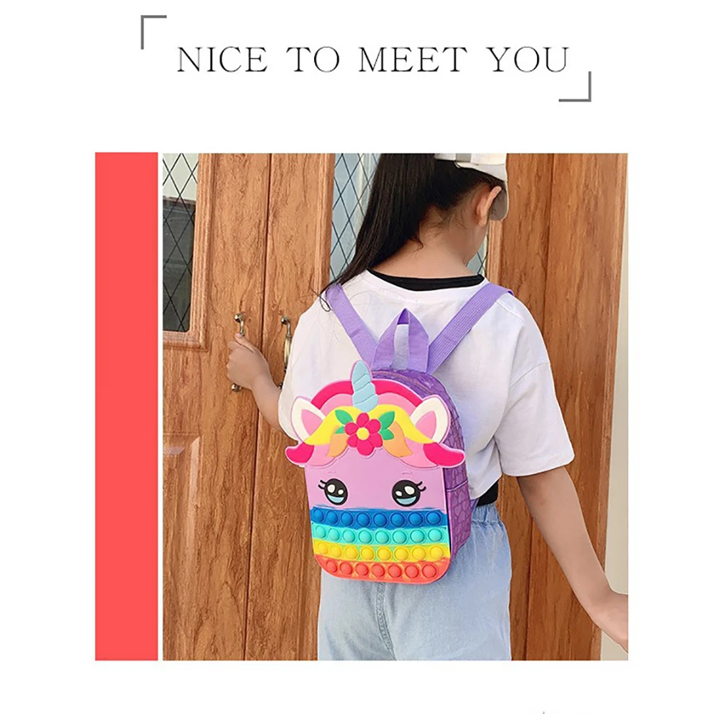 Mochila Unicórnio Cartoon para Meninas, Impressão Diamante, Bolsa Bolha para Estudantes, Escola de Viagem ao Ar Livre, Presentes de Férias, Bonito, 1 Pc