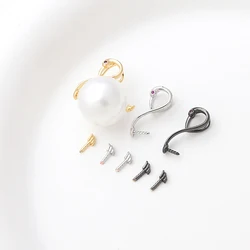 구리 도금 정품 골드 백조 펜던트, DIY 수제 패션 주얼리 참, 바로크 진주 핀 액세서리 재료, 1 개