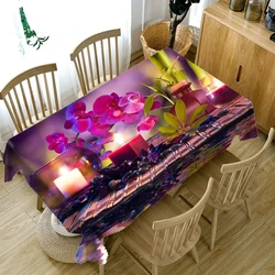 3D Tablecloth White Magnolia Flower Pattern Dustproof Dining Table Table Cloth Wedding Decoration Holiday Table Cover Manteles