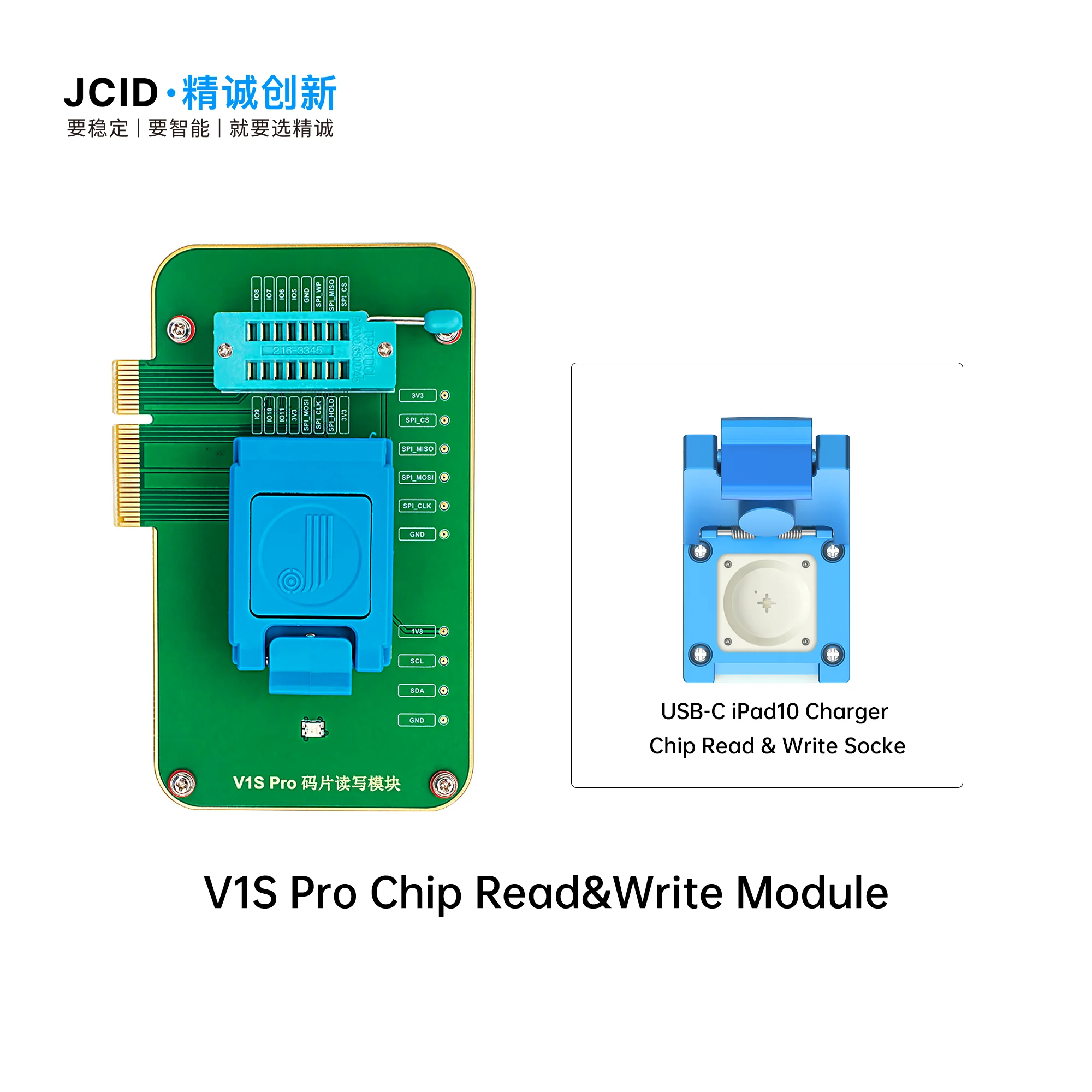 JC V1S Pro EEPROM IC Chip Lettura Modulo di scrittura USB-C iPad10 Chip caricabatterie Presa R&W per iPhone 6-15PM /iPad 10 Air5 Nessun smantellamento