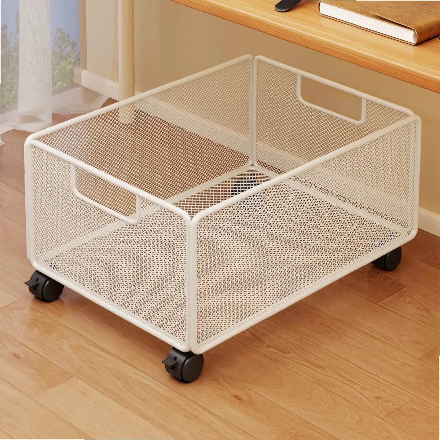 Modern Simple Under Desk Book Storage Box with Wheels Large Capacity Student Textbook Organizer