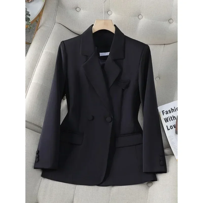 Blazer de manga comprida para mulheres, damasco, preto, marrom, monocromático, jaqueta feminina, casaco para negócios, roupa de trabalho, moda feminina, outono e inverno