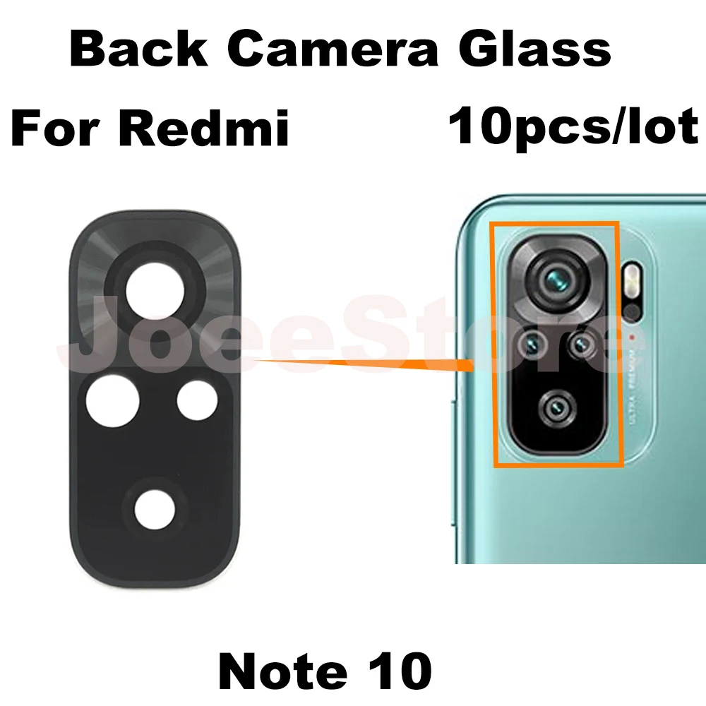 10pcs Back Camera Glass Lens For Xiaomi Redmi Note 10 10S 11 11T 8 9 Pro 5G Rear Camera Glass With Adhesive Sticker Repair Parts