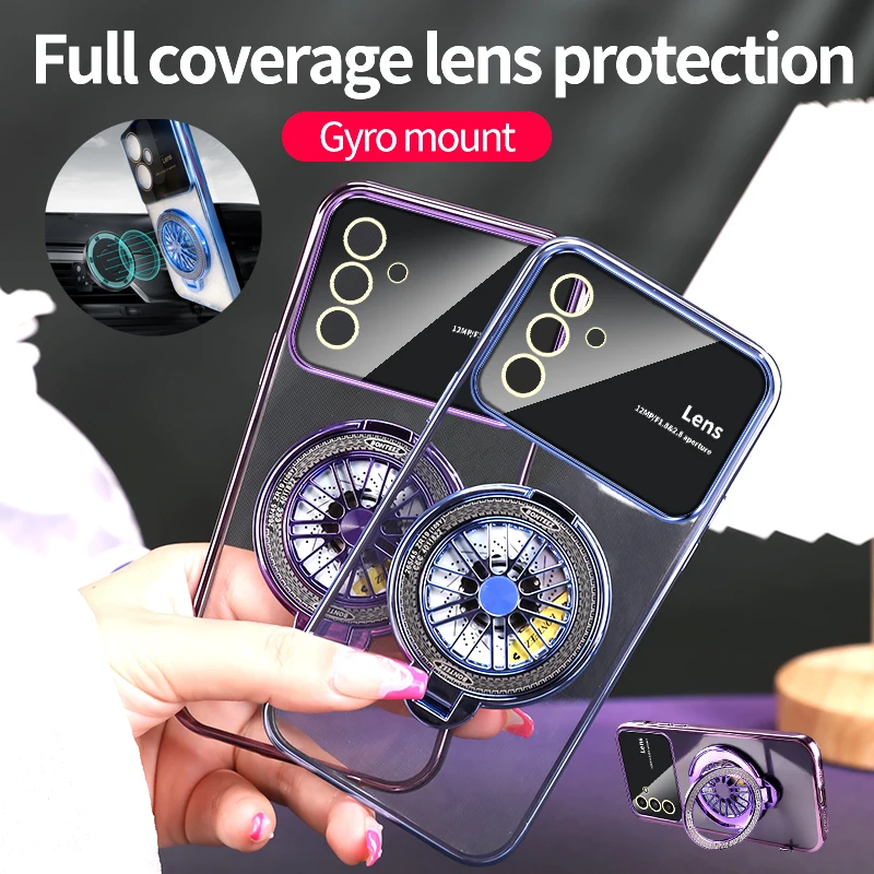 For Samsung Galaxy A15 5G Case Magnetic Ring Lens Protect Phone Case For Samsung A15 A 15 GalaxyA15 SM-A156B Clear Back Cover