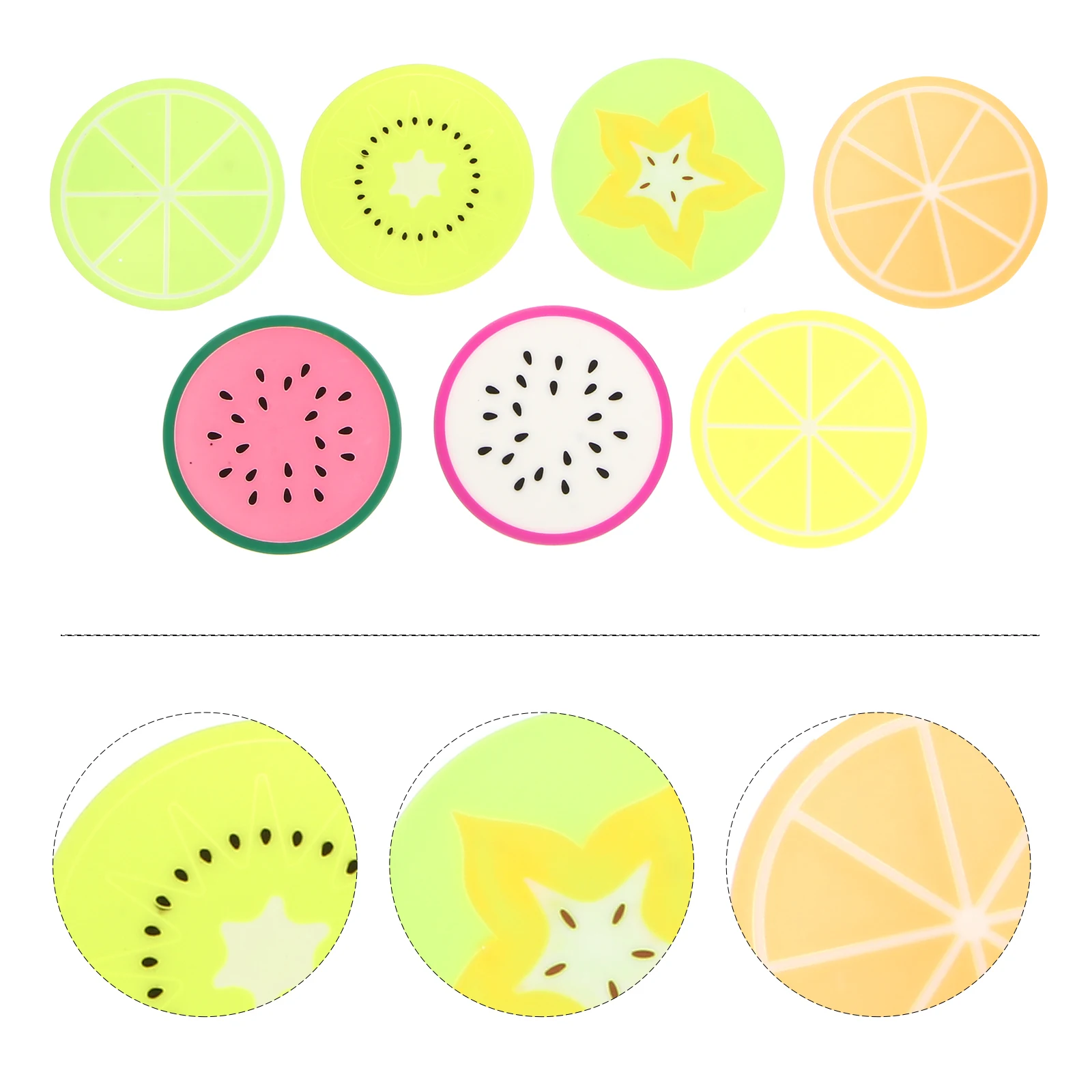 

14pcs Silicone Coasters Non Slip Heat Resistant Cup Mats Protect Surface scratches leaks Suitable Home Cafe Restaurant Fruit