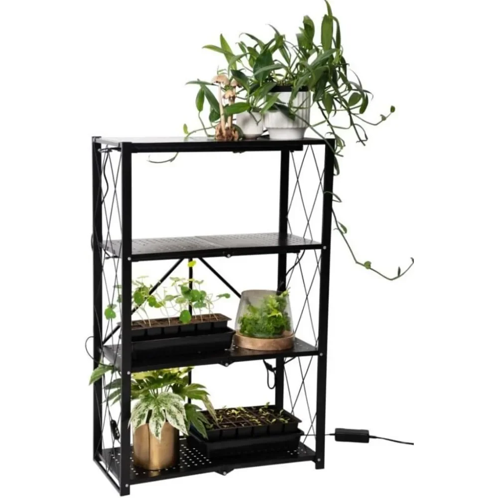 

Folding Grow Light Shelf | Extra Fast & Easy Assembly Simply Unfold to Use | Dimmable Bulbs with Timer for Indoor Houseplants