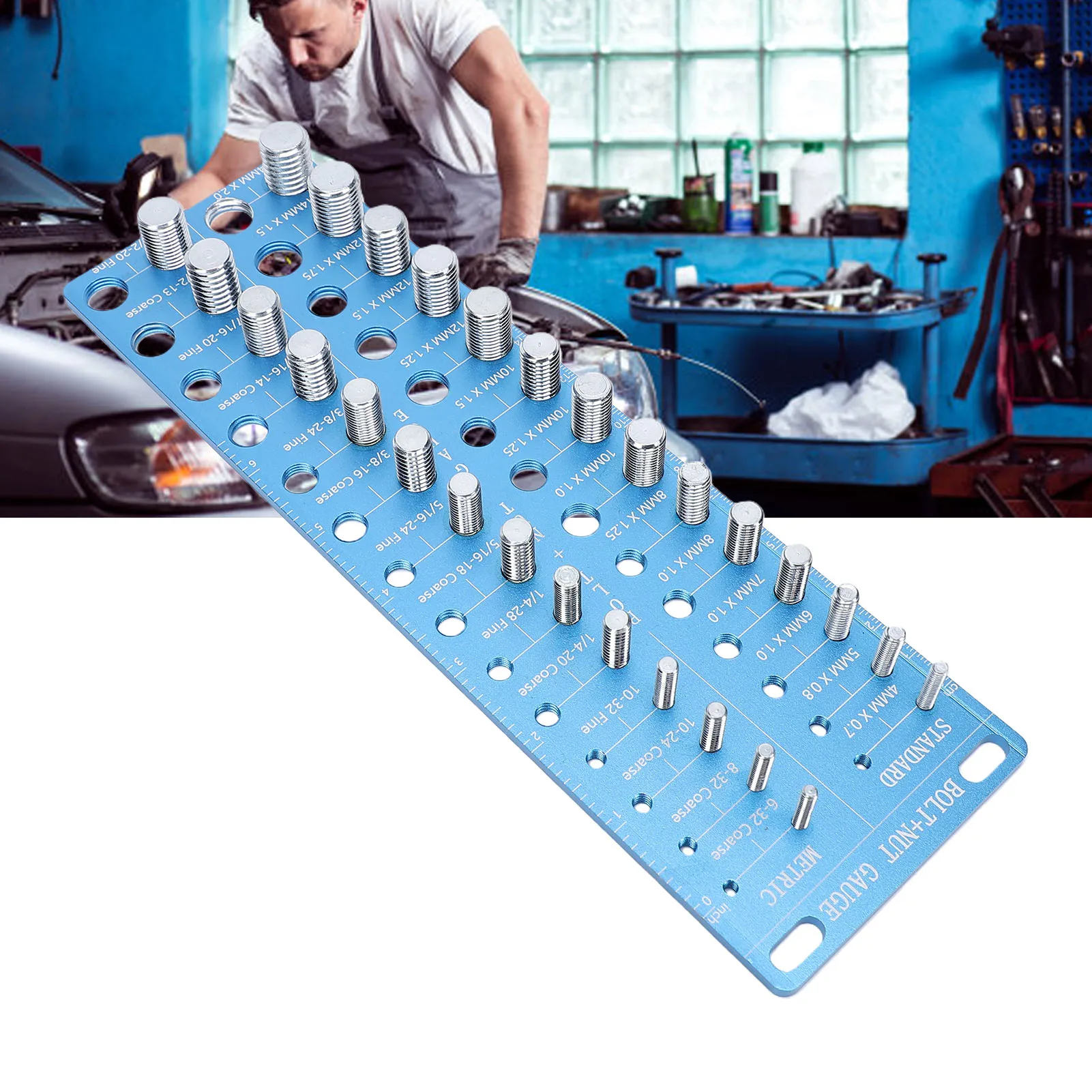 28 Piece Thread Checker Nut and Bolt Measuring Tool Standard Metric Thread Gauge High Strength Aluminum Alloy Thread Identifier