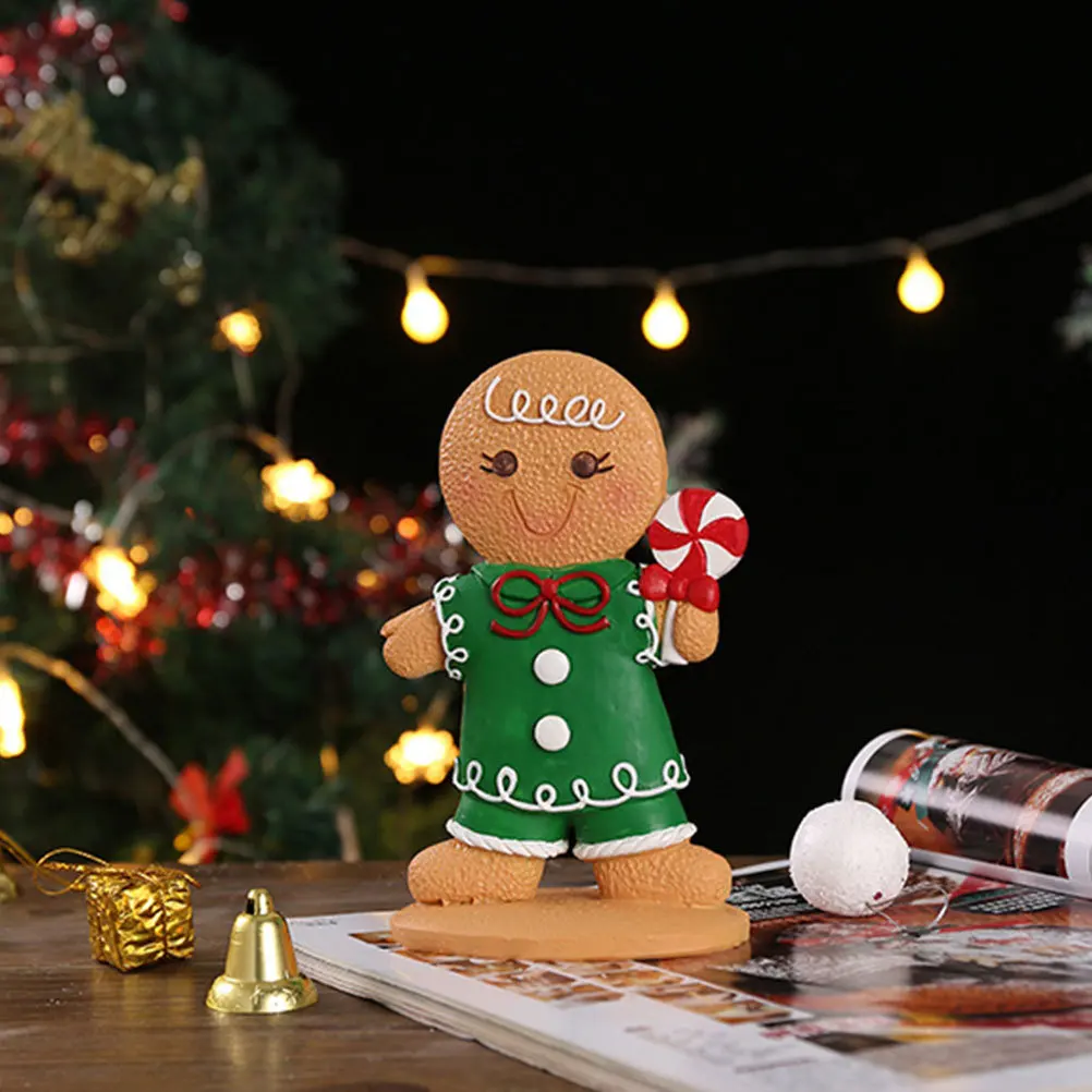 

2Pcs Christmas Gingerbread Man Ornament Desktop Xmas Table Decor Unique Shape Festive Atmosphere Safe Stable Materials Long